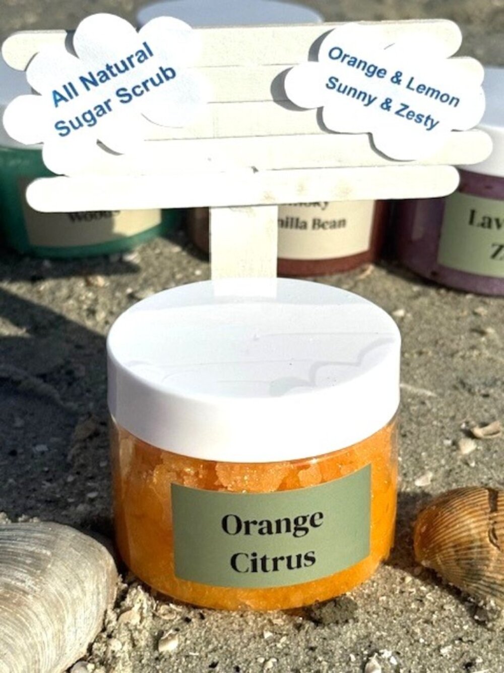 Sweet Orange Lemon Body Sugar Scrub – All Natural Organic Exfoliator 6 oz jar